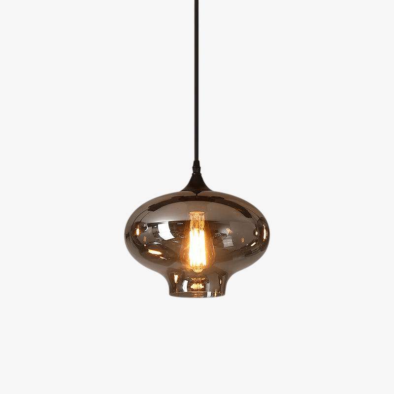 Luxury Bottle Glass Pendant Lamp Smoke Glass | Black Metal Finish | E26 E27 Compatible | Adjustable Hanging Rod | Modern Ambient Lighting