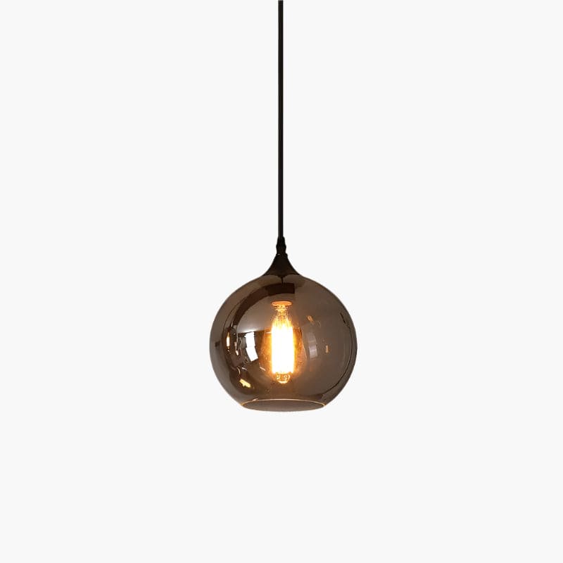Luxury Bottle Glass Pendant Lamp Smoke Glass | Black Metal Finish | E26 E27 Compatible | Adjustable Hanging Rod | Modern Ambient Lighting