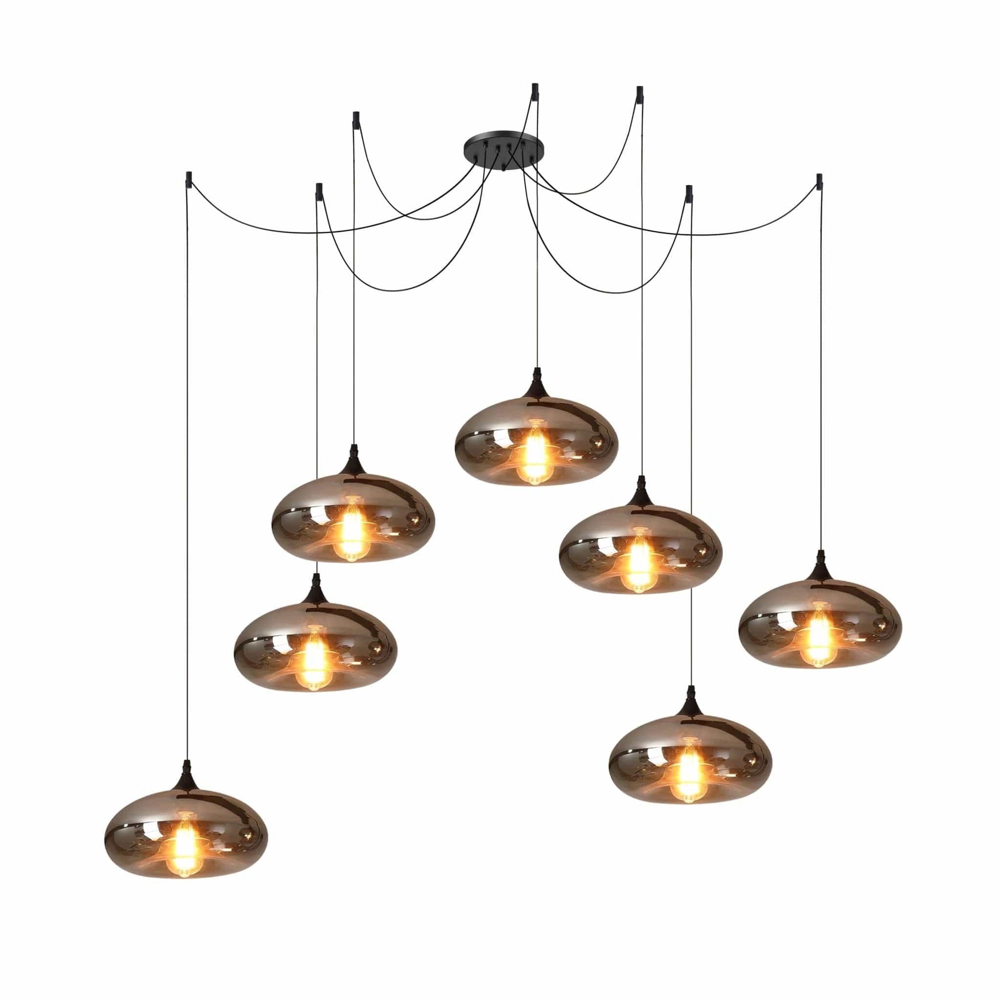 Luxury Bottle Glass Pendant Lamp Smoke Glass | Black Metal Finish | E26 E27 Compatible | Adjustable Hanging Rod | Modern Ambient Lighting