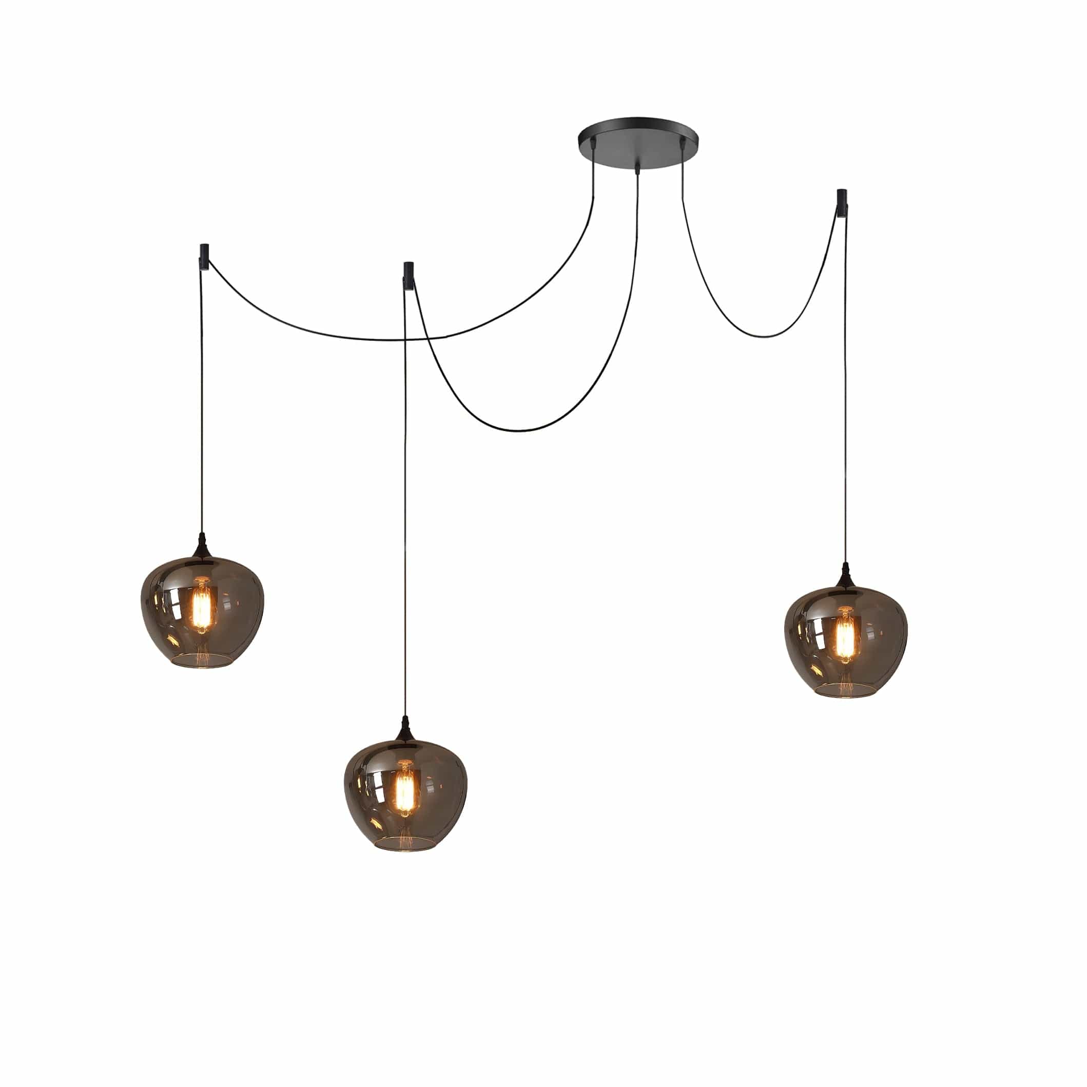 Luxury Bottle Glass Pendant Lamp Smoke Glass | Black Metal Finish | E26 E27 Compatible | Adjustable Hanging Rod | Modern Ambient Lighting