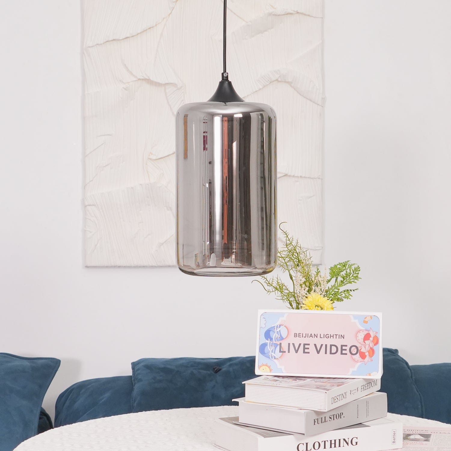 Luxury Bottle Glass Pendant Lamp Smoke Glass | Black Metal Finish | E26 E27 Compatible | Adjustable Hanging Rod | Modern Ambient Lighting
