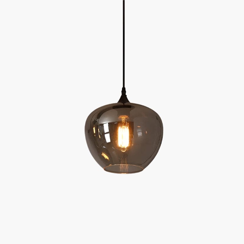Luxury Bottle Glass Pendant Lamp Smoke Glass | Black Metal Finish | E26 E27 Compatible | Adjustable Hanging Rod | Modern Ambient Lighting