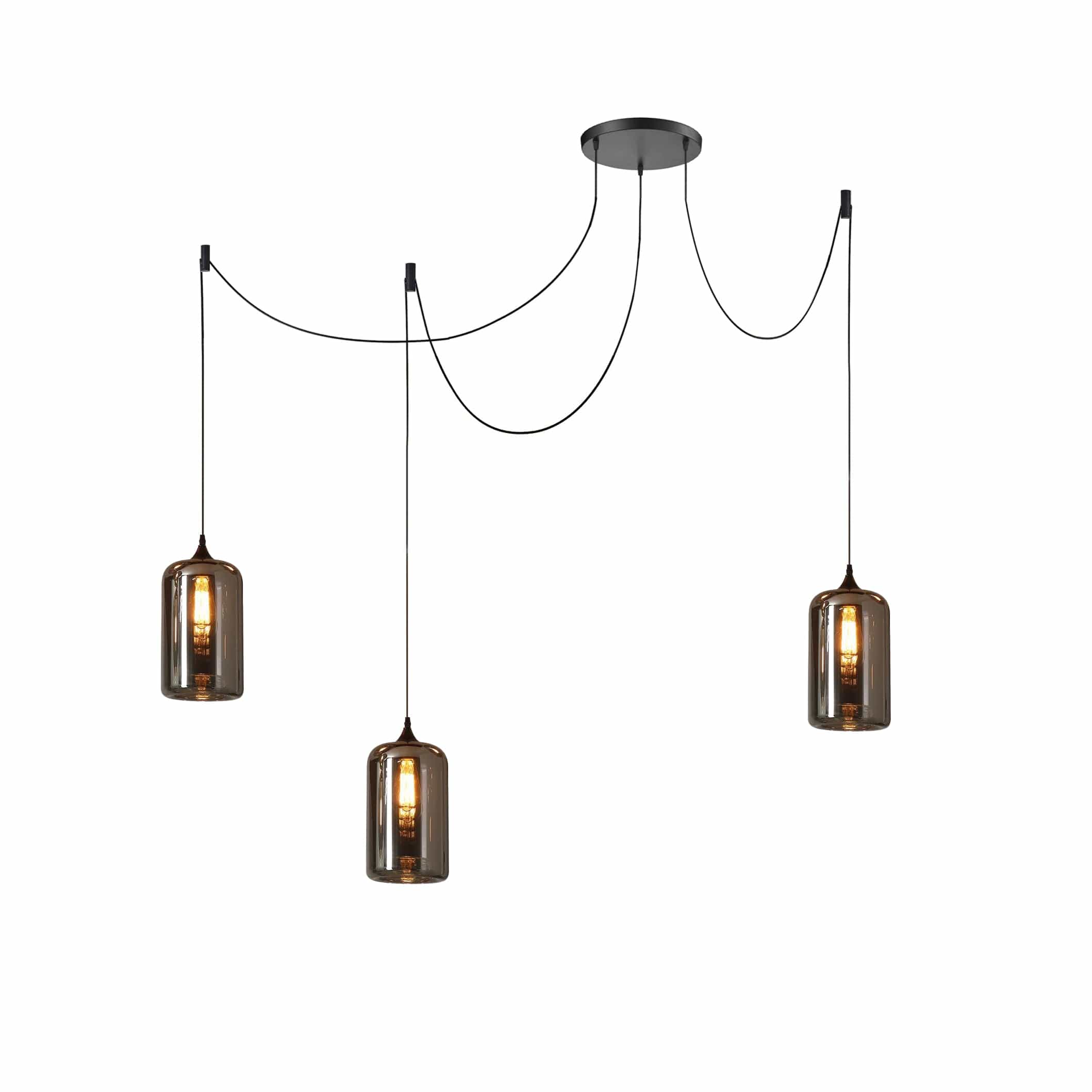 Luxury Bottle Glass Pendant Lamp Smoke Glass | Black Metal Finish | E26 E27 Compatible | Adjustable Hanging Rod | Modern Ambient Lighting