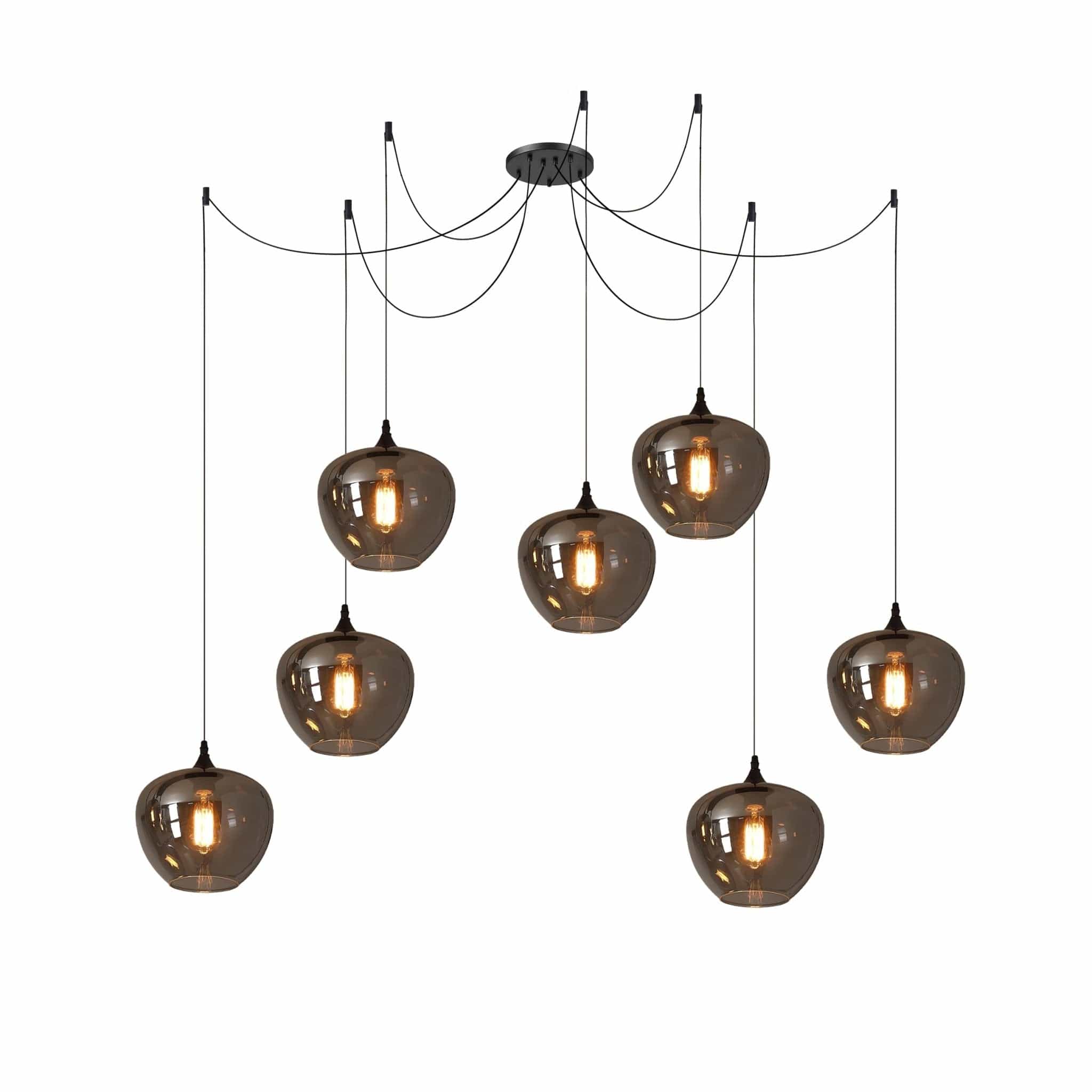 Luxury Bottle Glass Pendant Lamp Smoke Glass | Black Metal Finish | E26 E27 Compatible | Adjustable Hanging Rod | Modern Ambient Lighting