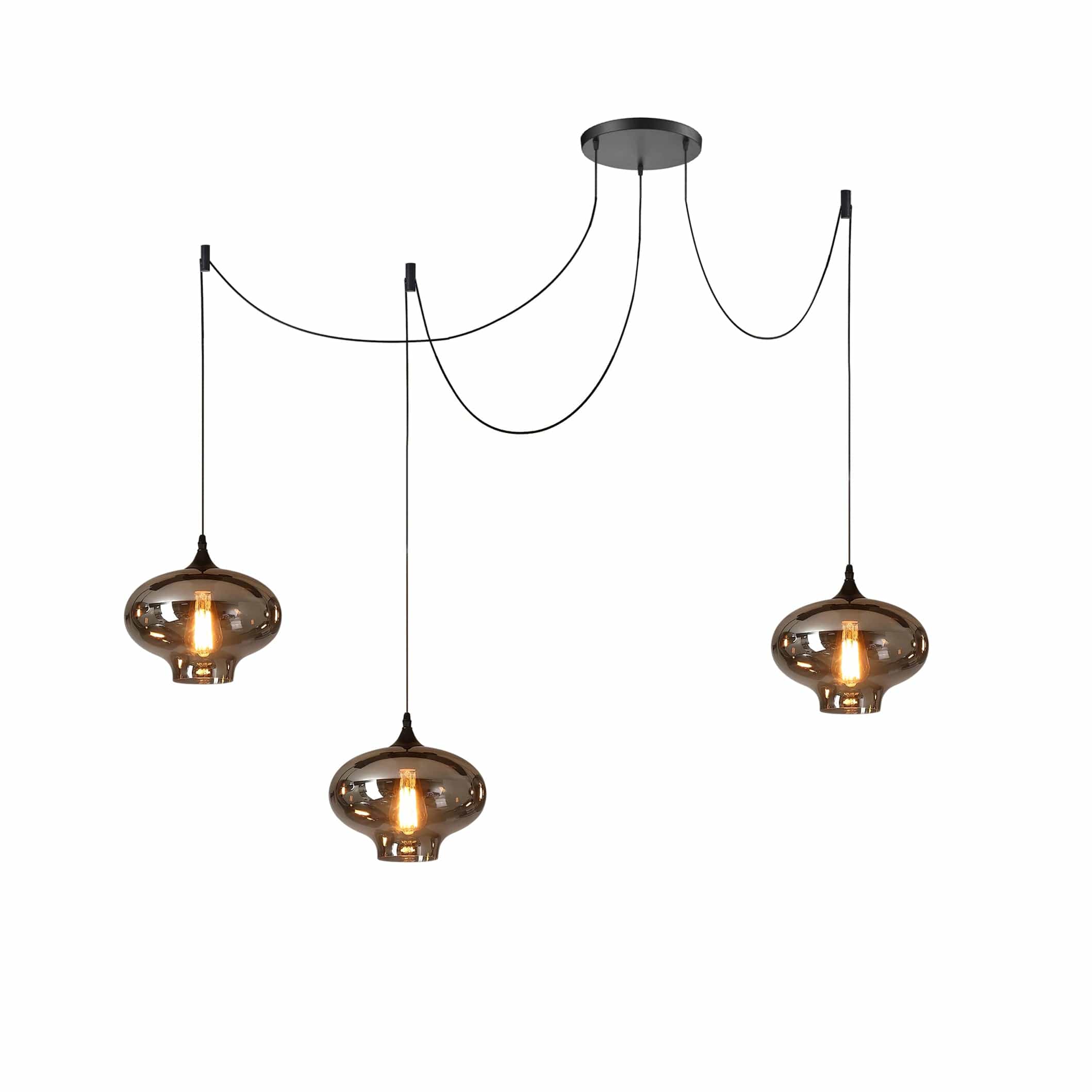 Luxury Bottle Glass Pendant Lamp Smoke Glass | Black Metal Finish | E26 E27 Compatible | Adjustable Hanging Rod | Modern Ambient Lighting
