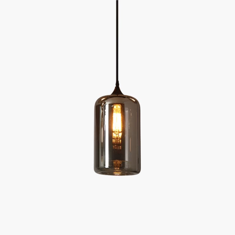Luxury Bottle Glass Pendant Lamp Smoke Glass | Black Metal Finish | E26 E27 Compatible | Adjustable Hanging Rod | Modern Ambient Lighting