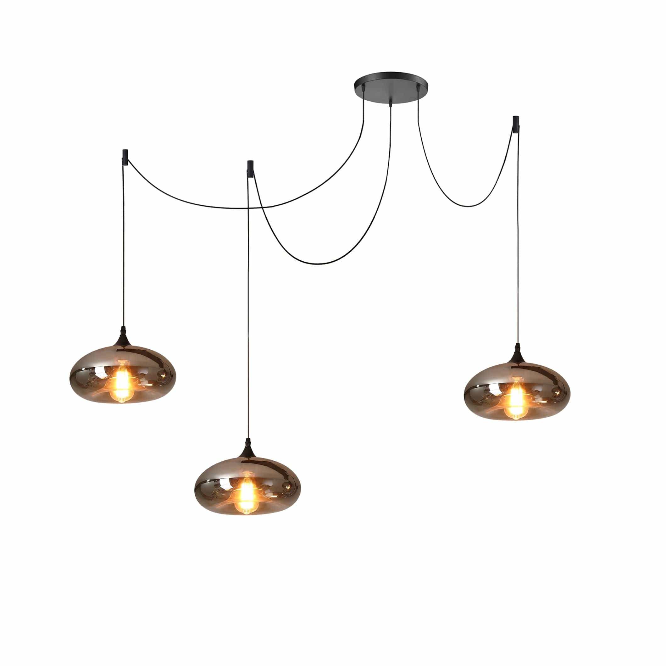 Luxury Bottle Glass Pendant Lamp Smoke Glass | Black Metal Finish | E26 E27 Compatible | Adjustable Hanging Rod | Modern Ambient Lighting