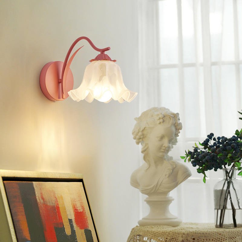 French Retro Flower Wall Lamp Vintage Garden Style | Acrylic Shade | E27 LED | Soft Ambient Wall Lighting | Bedroom & Living Room