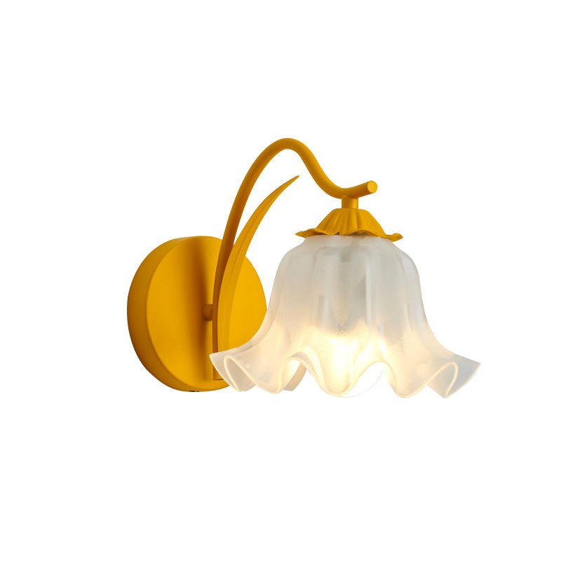 French Retro Flower Wall Lamp Vintage Garden Style | Acrylic Shade | E27 LED | Soft Ambient Wall Lighting | Bedroom & Living Room