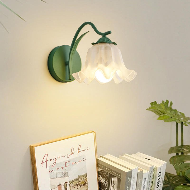 French Retro Flower Wall Lamp Vintage Garden Style | Acrylic Shade | E27 LED | Soft Ambient Wall Lighting | Bedroom & Living Room