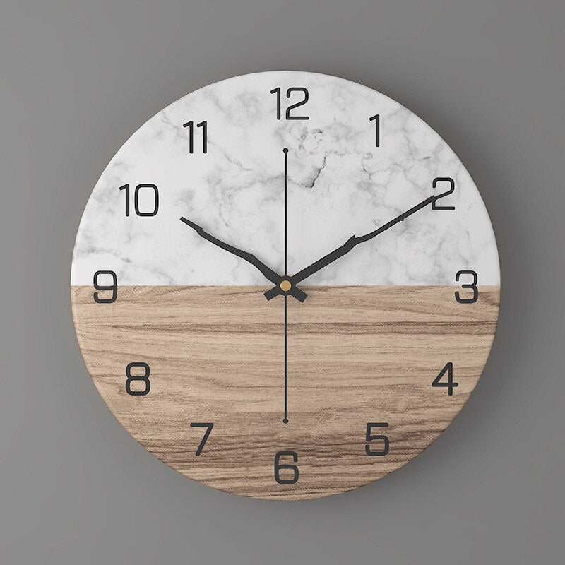 Modern Marble Look Wall Clock 30 cm for Living Room Decor | Silent Quartz Movement | Elegant Minimalist Design