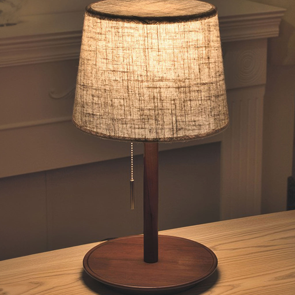 Gentle Glow Scandinavian Walnut Lamp with Luxury Fabric Accents