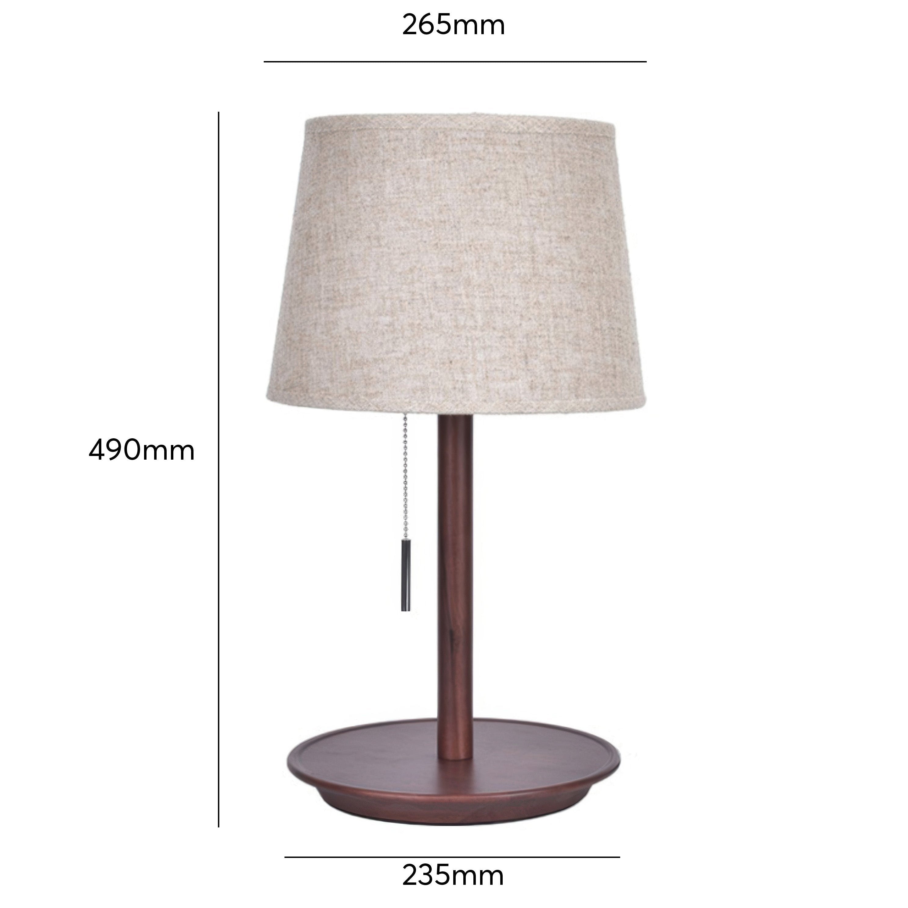 Gentle Glow Scandinavian Walnut Lamp with Luxury Fabric Accents