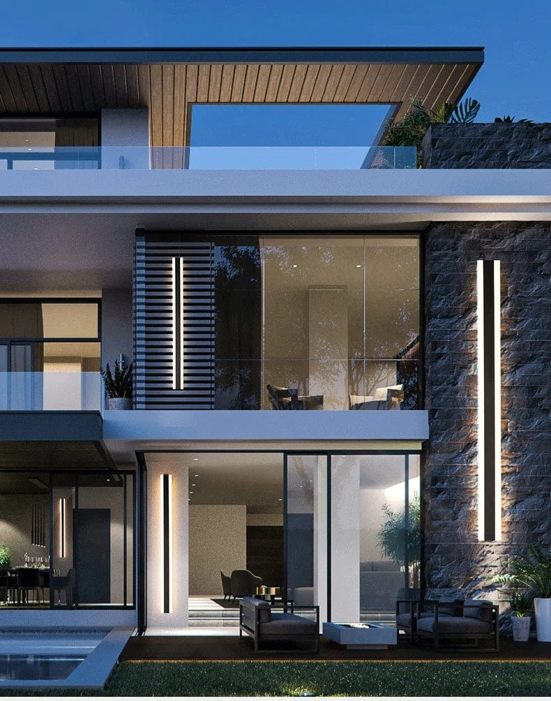 Striped LED Wall Lamp Linear Wall Light | Aluminum & Acrylic | IP65 Waterproof | Modern Indoor & Outdoor Accent Lighting