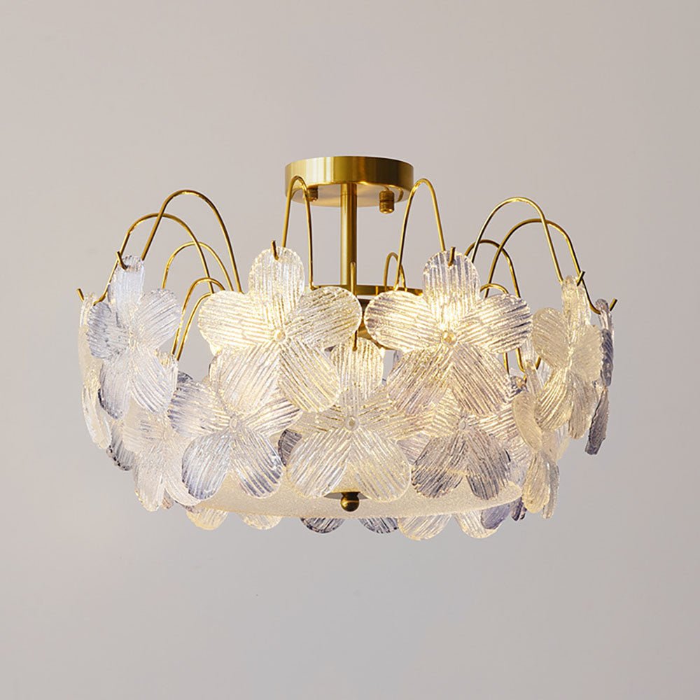 Vintage flower chandelier made of stained glass for the living room