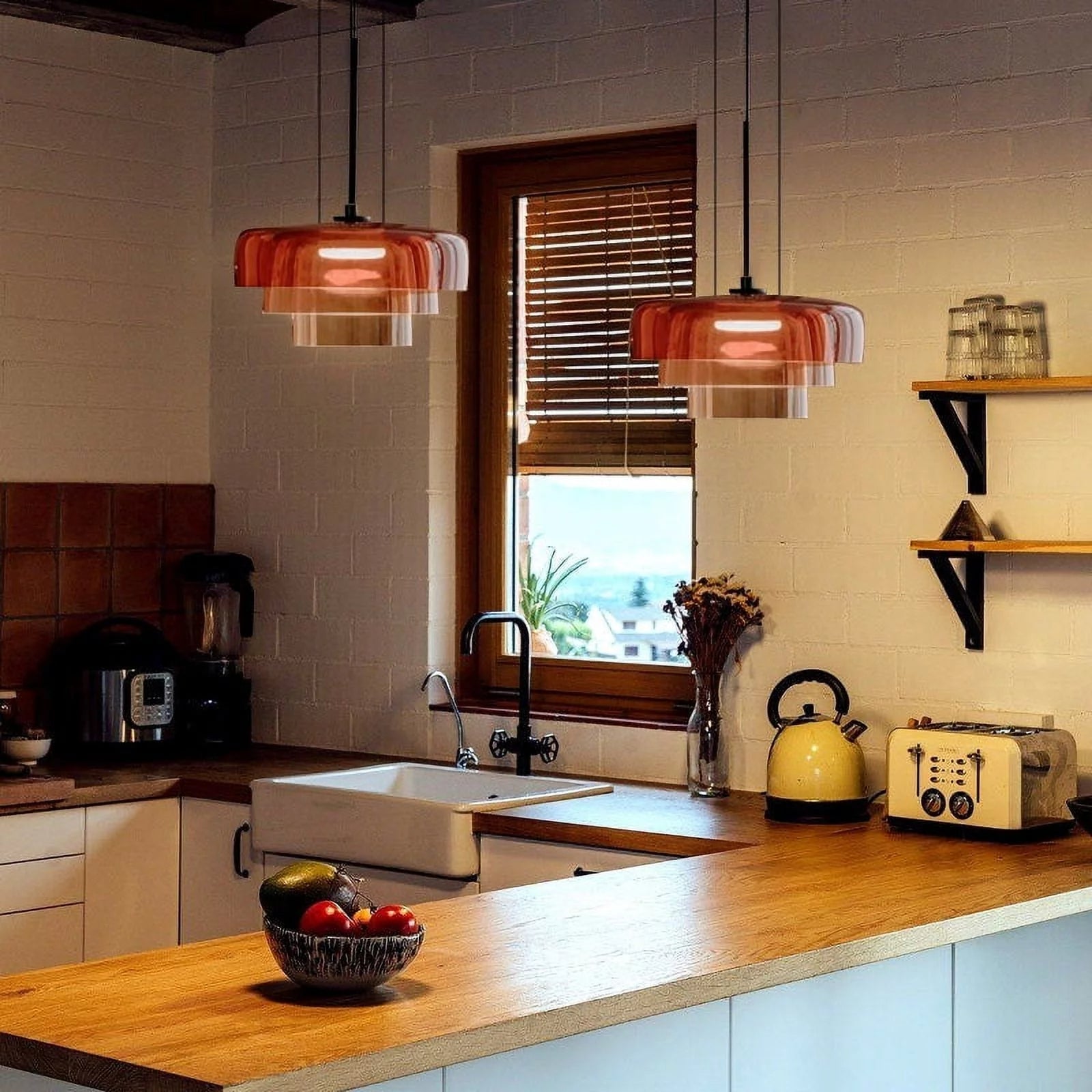 Hanging lamp made of Norwegian glass
