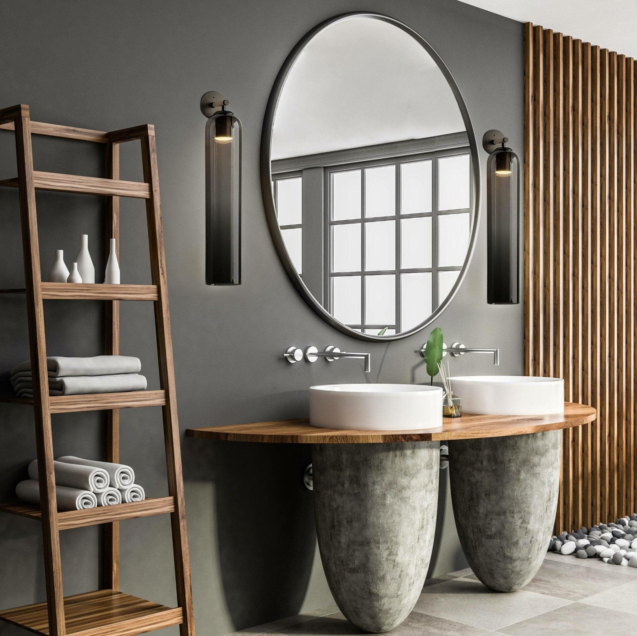 Glass Wall Lamp Modern Art Sconce Vertical Design | Metal & Glass | E26 E27 LED Compatible | Ambient Indoor Wall Lighting