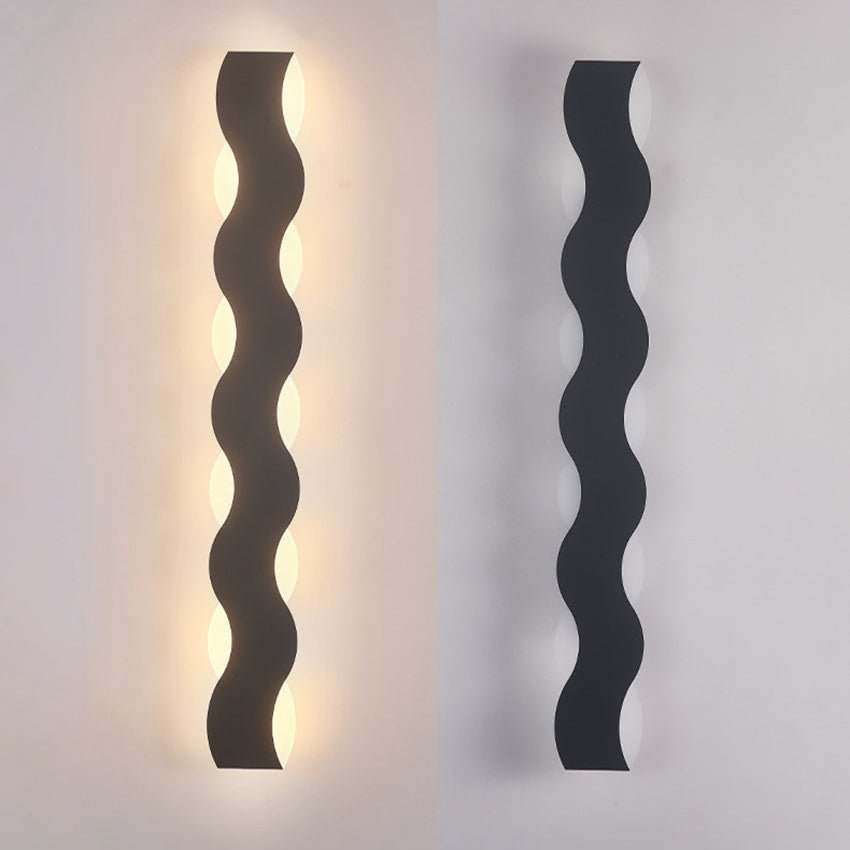 Wave Shaped Outdoor Wall Lamp | IP65 Waterproof LED Up & Down Wall Light | Modern Exterior Architectural Lighting | Aluminum Acrylic Fixture