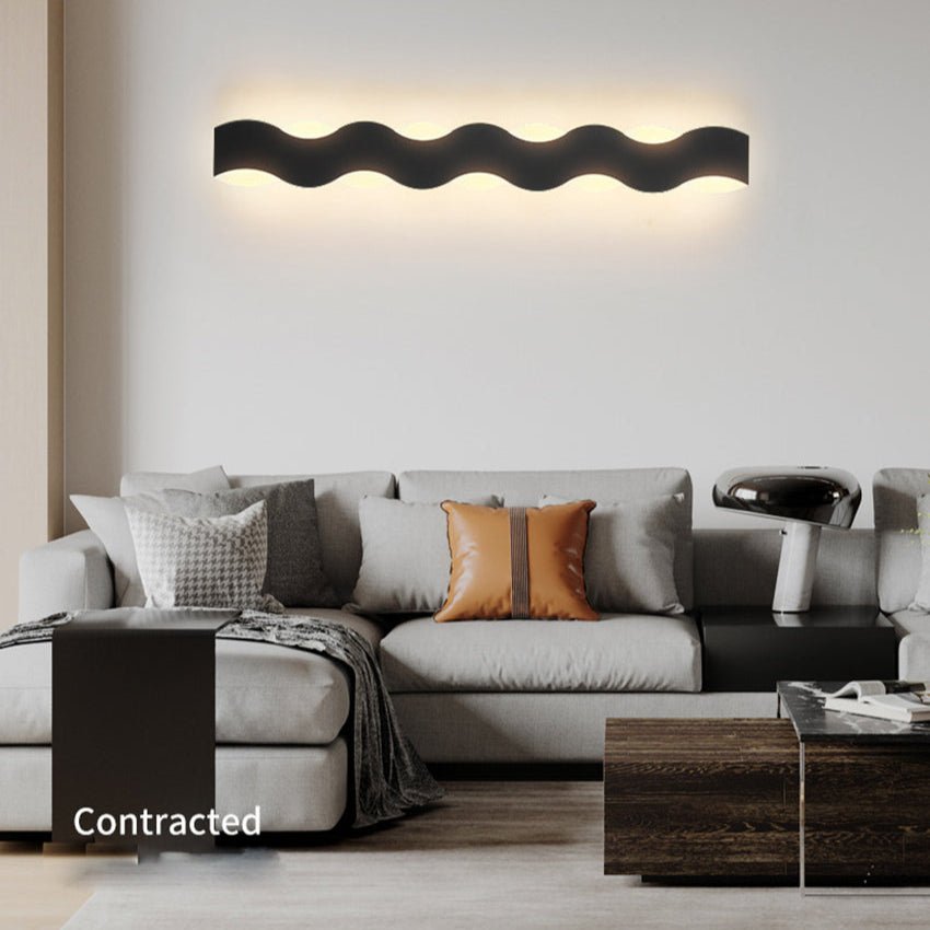 Wave Shaped Outdoor Wall Lamp | IP65 Waterproof LED Up & Down Wall Light | Modern Exterior Architectural Lighting | Aluminum Acrylic Fixture
