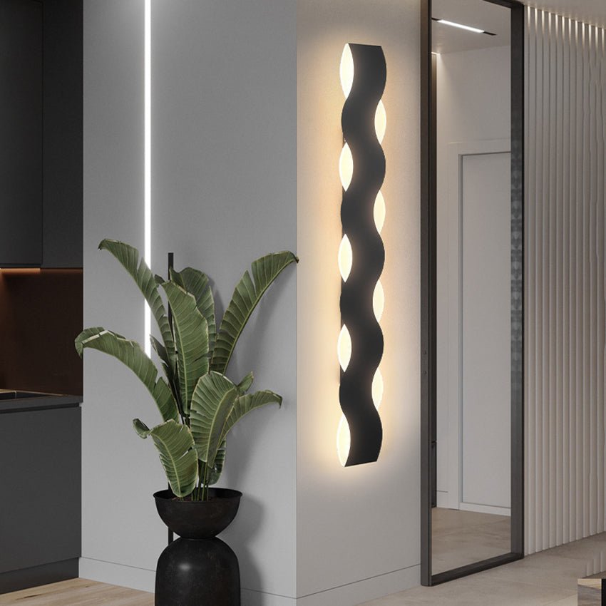 Wave Shaped Outdoor Wall Lamp | IP65 Waterproof LED Up & Down Wall Light | Modern Exterior Architectural Lighting | Aluminum Acrylic Fixture