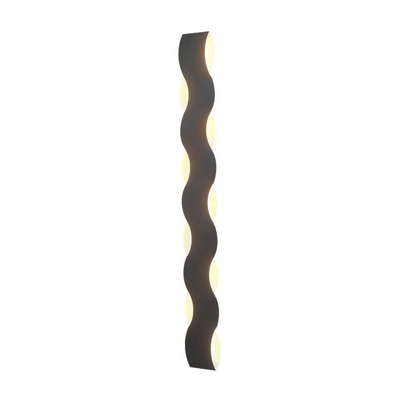 Wave Shaped Outdoor Wall Lamp | IP65 Waterproof LED Up & Down Wall Light | Modern Exterior Architectural Lighting | Aluminum Acrylic Fixture
