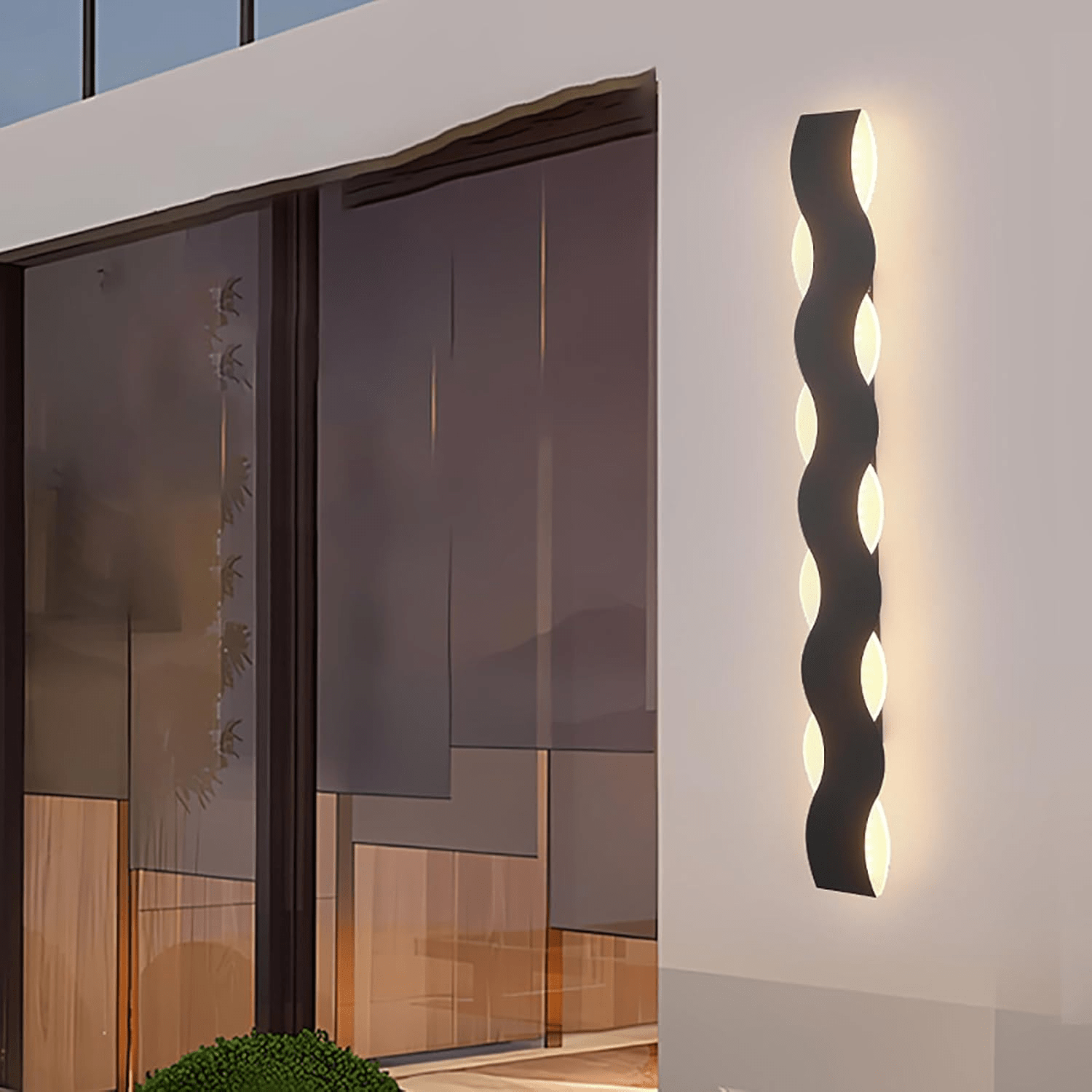 Wave Shaped Outdoor Wall Lamp | IP65 Waterproof LED Up & Down Wall Light | Modern Exterior Architectural Lighting | Aluminum Acrylic Fixture