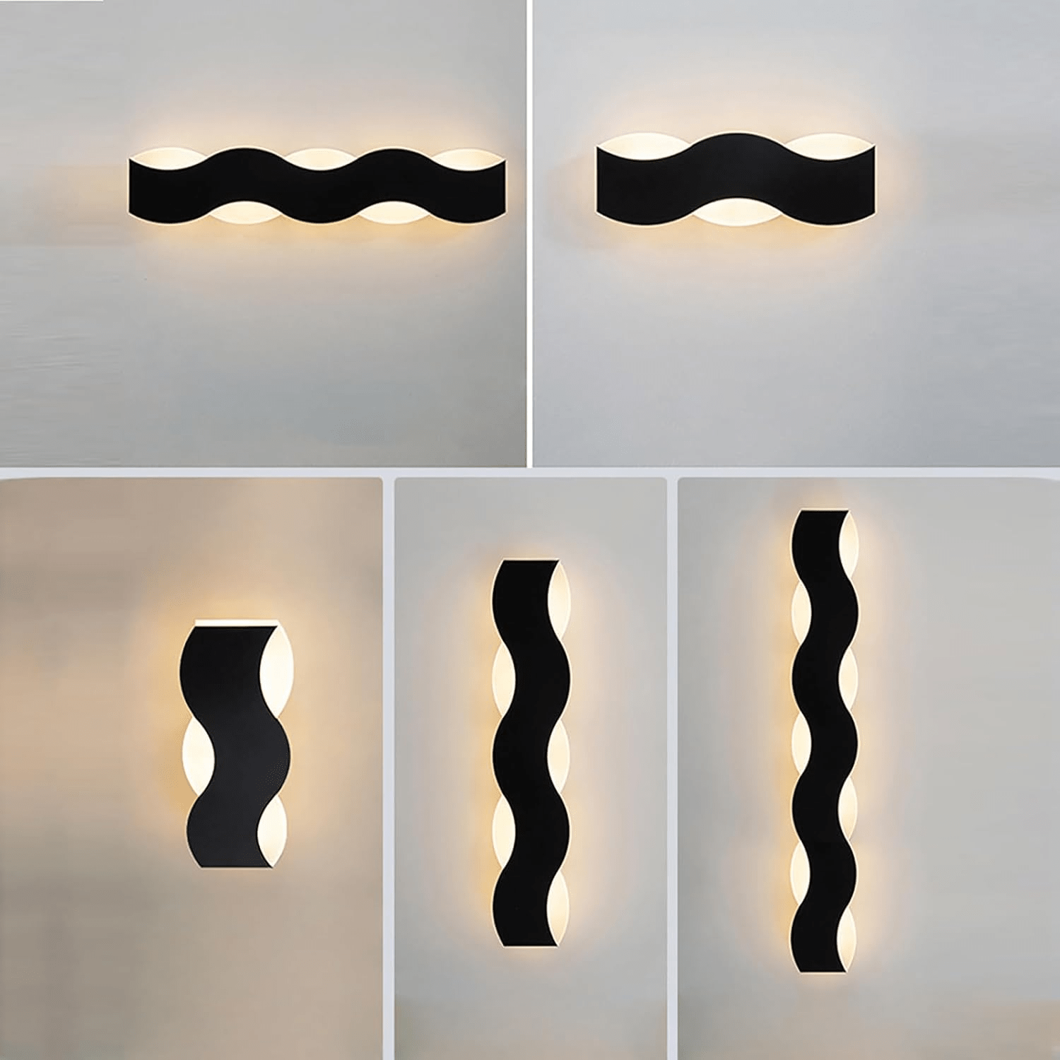 Wave Shaped Outdoor Wall Lamp | IP65 Waterproof LED Up & Down Wall Light | Modern Exterior Architectural Lighting | Aluminum Acrylic Fixture