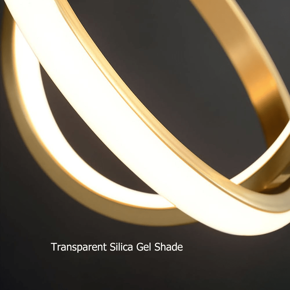 Golden 2-Ring Pendant Lamp Modern Geometric LED Light | Brass Finish | Integrated LED | Minimalist Ceiling Lighting