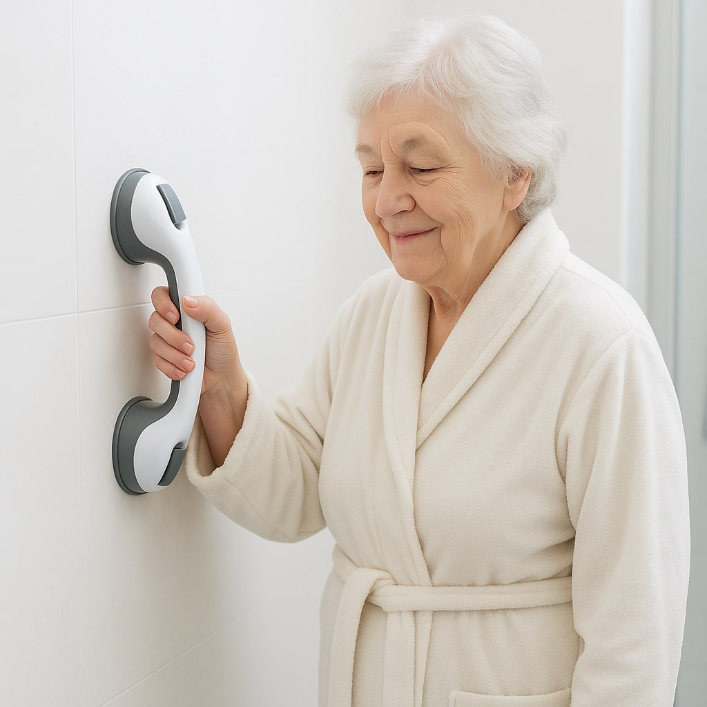 Grab bar for shower, bathtub, or toilet with suction cup | Bathtub handle for seniors without drilling | GripSicher