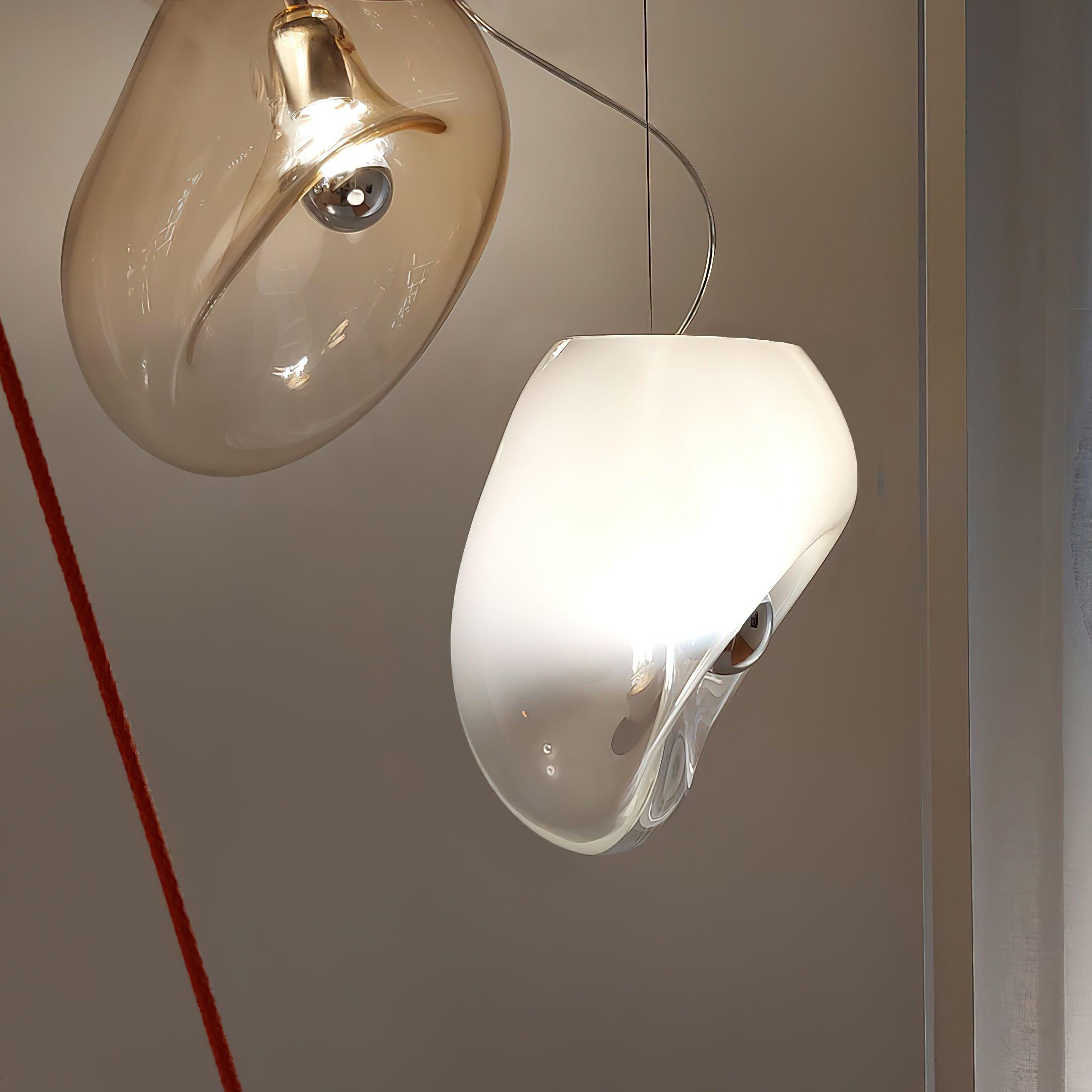 Water Drop Glass Pendant Lamp Modern Minimalist Ceiling Light | E26 E27 LED Compatible | Adjustable Hanging Cable
