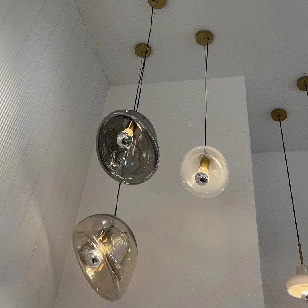 Water Drop Glass Pendant Lamp Modern Minimalist Ceiling Light | E26 E27 LED Compatible | Adjustable Hanging Cable