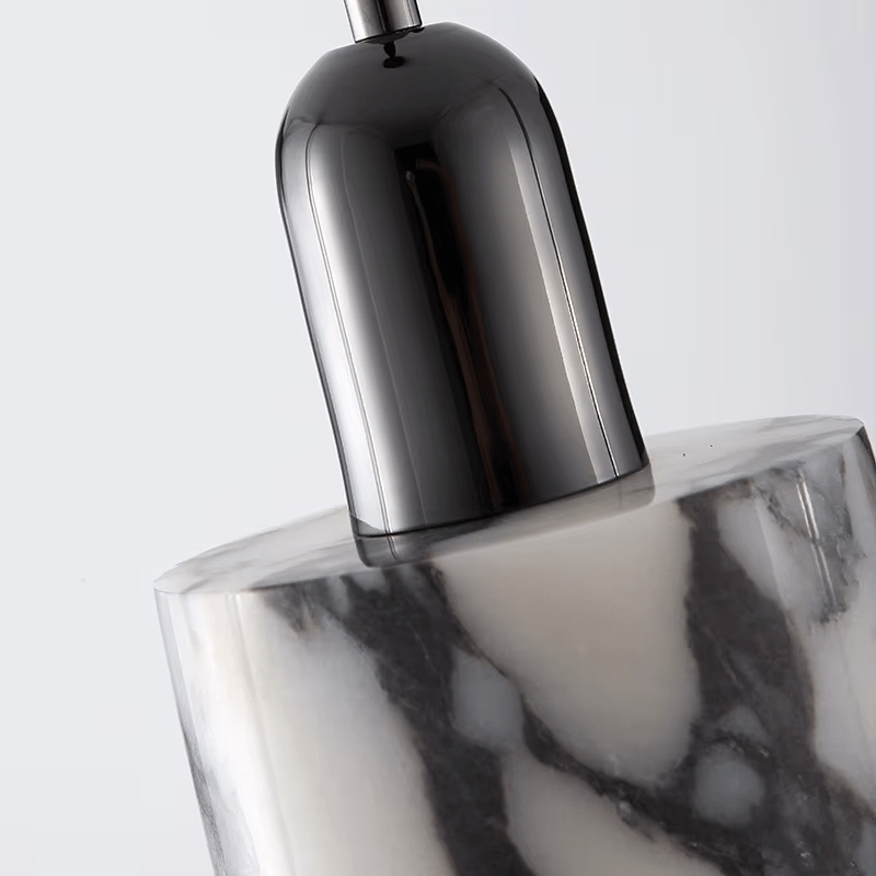 Black Marble Pendant Lamp | Natural Stone Shade | E27 LED Bulb Included | Modern Dining Kitchen Living Room Light