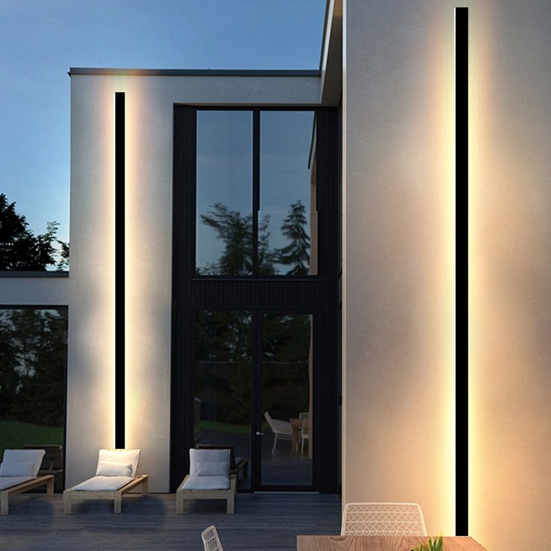 Outdoor LED Wall Lamp Modern Waterproof Sconce | Black Metal & Acrylic | Integrated Dimmable Light | Indoor & Exterior Lighting