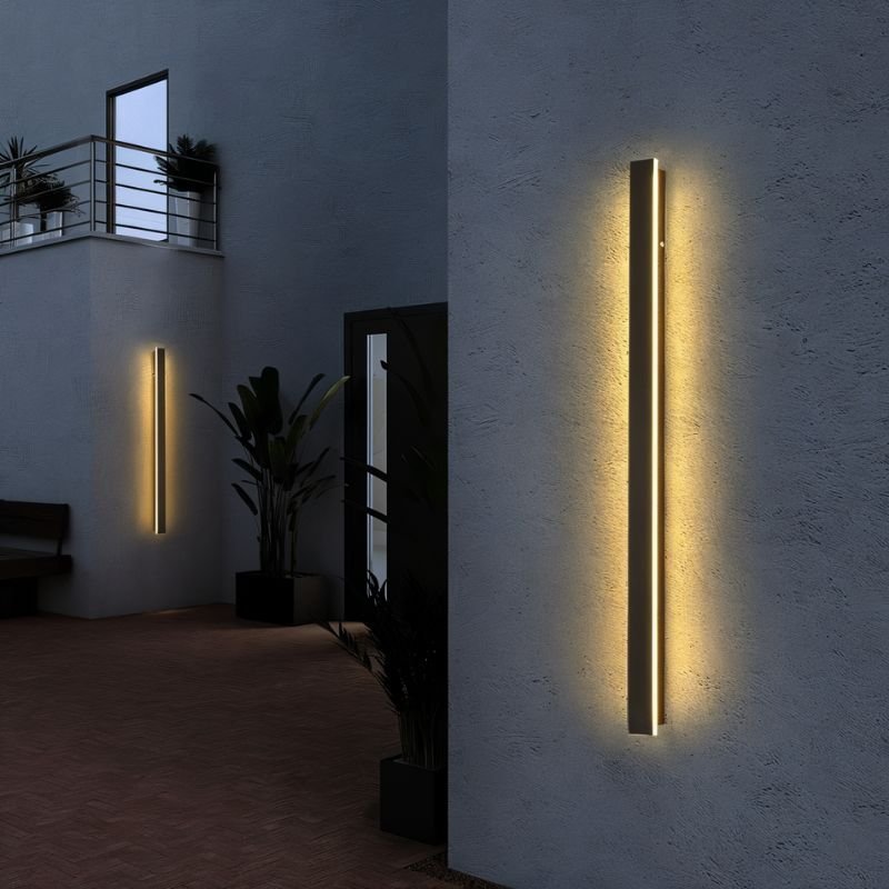 Outdoor LED Wall Lamp Modern Waterproof Sconce | Black Metal & Acrylic | Integrated Dimmable Light | Indoor & Exterior Lighting