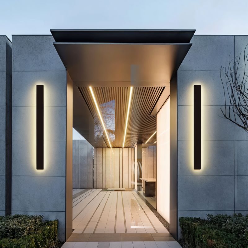 Outdoor LED Wall Lamp Modern Waterproof Sconce | Black Metal & Acrylic | Integrated Dimmable Light | Indoor & Exterior Lighting