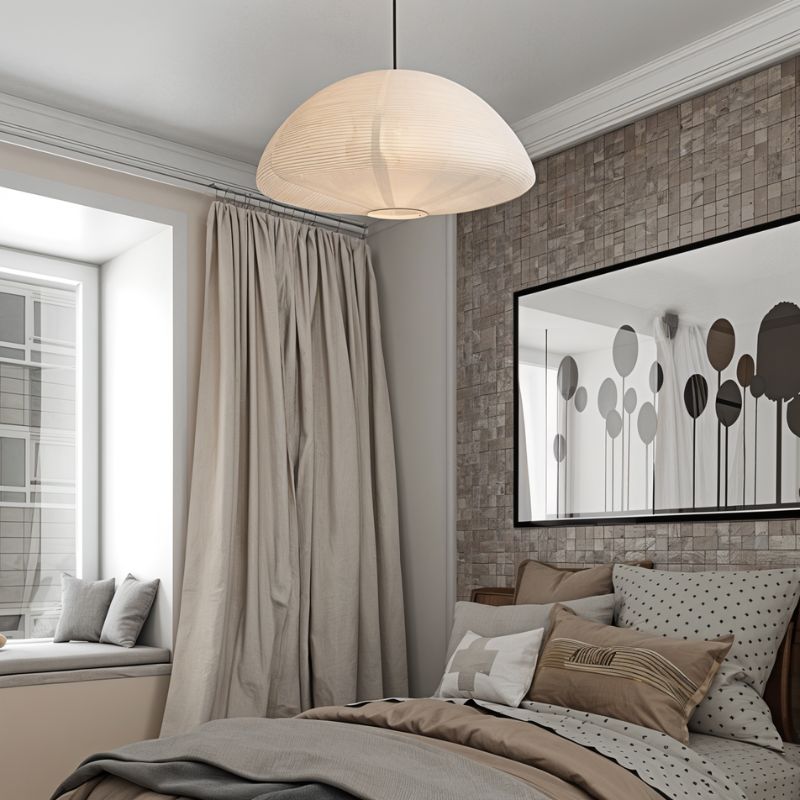 Japanese Paper Pendant Lamp Modern Hikari Lantern Light | Washed Paper Shade | E27 LED Compatible | Warm Ambient Ceiling Lighting