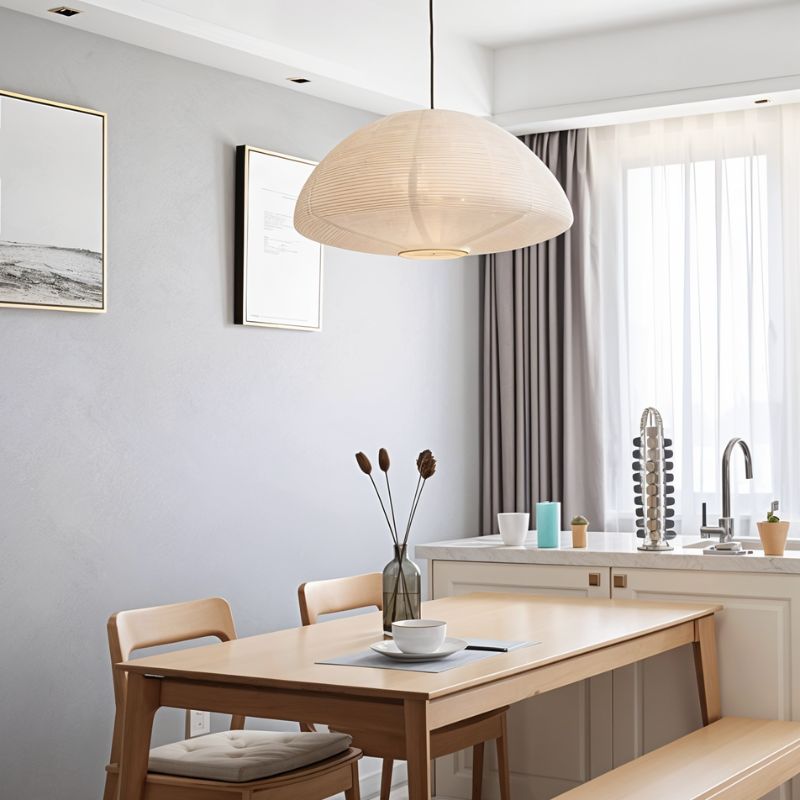 Japanese Paper Pendant Lamp Modern Hikari Lantern Light | Washed Paper Shade | E27 LED Compatible | Warm Ambient Ceiling Lighting