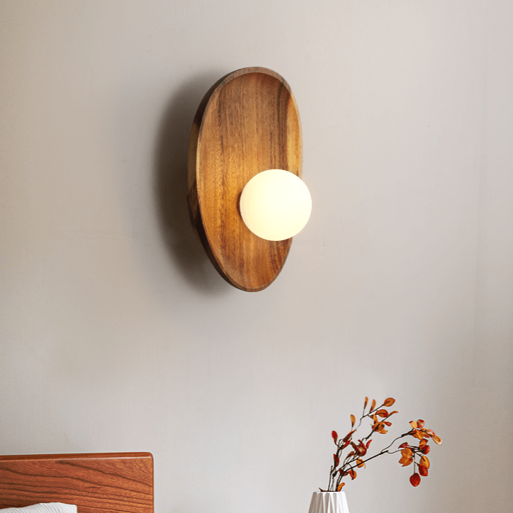 Natural Wooden Wall Lamp Modern Minimalist Wall Light | LED Indoor Lighting | Rustic Scandinavian Design | On/Off Switch