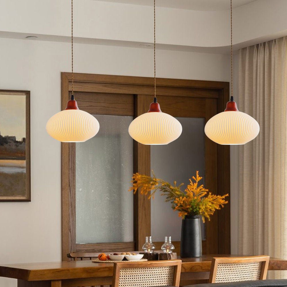 White Ceramic Pendant Lamp | Rustic Metal & Ceramic Ceiling Light | E26 LED/Incandescent | Adjustable Hanging 1.5m | Living Room Kitchen Dining Room