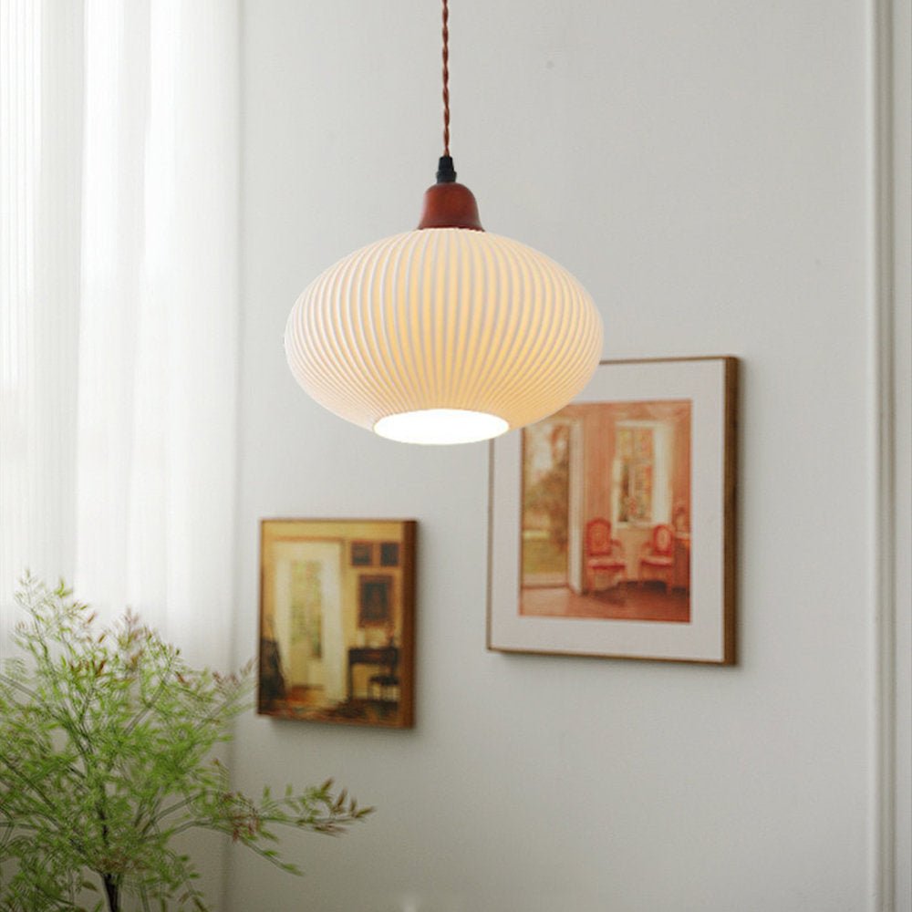 White Ceramic Pendant Lamp | Rustic Metal & Ceramic Ceiling Light | E26 LED/Incandescent | Adjustable Hanging 1.5m | Living Room Kitchen Dining Room