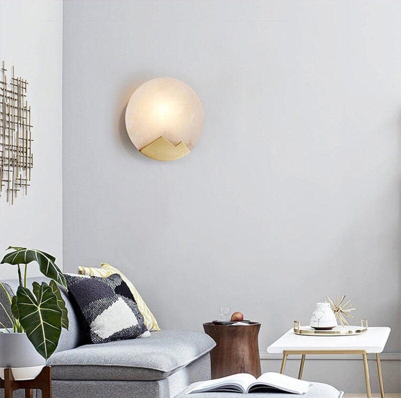 Scandinavian Marble Wall Lamp for Bedroom & Living Room | Minimalist Copper Accent Light | Dimmable E14 LED | Luxury Wall Sconce