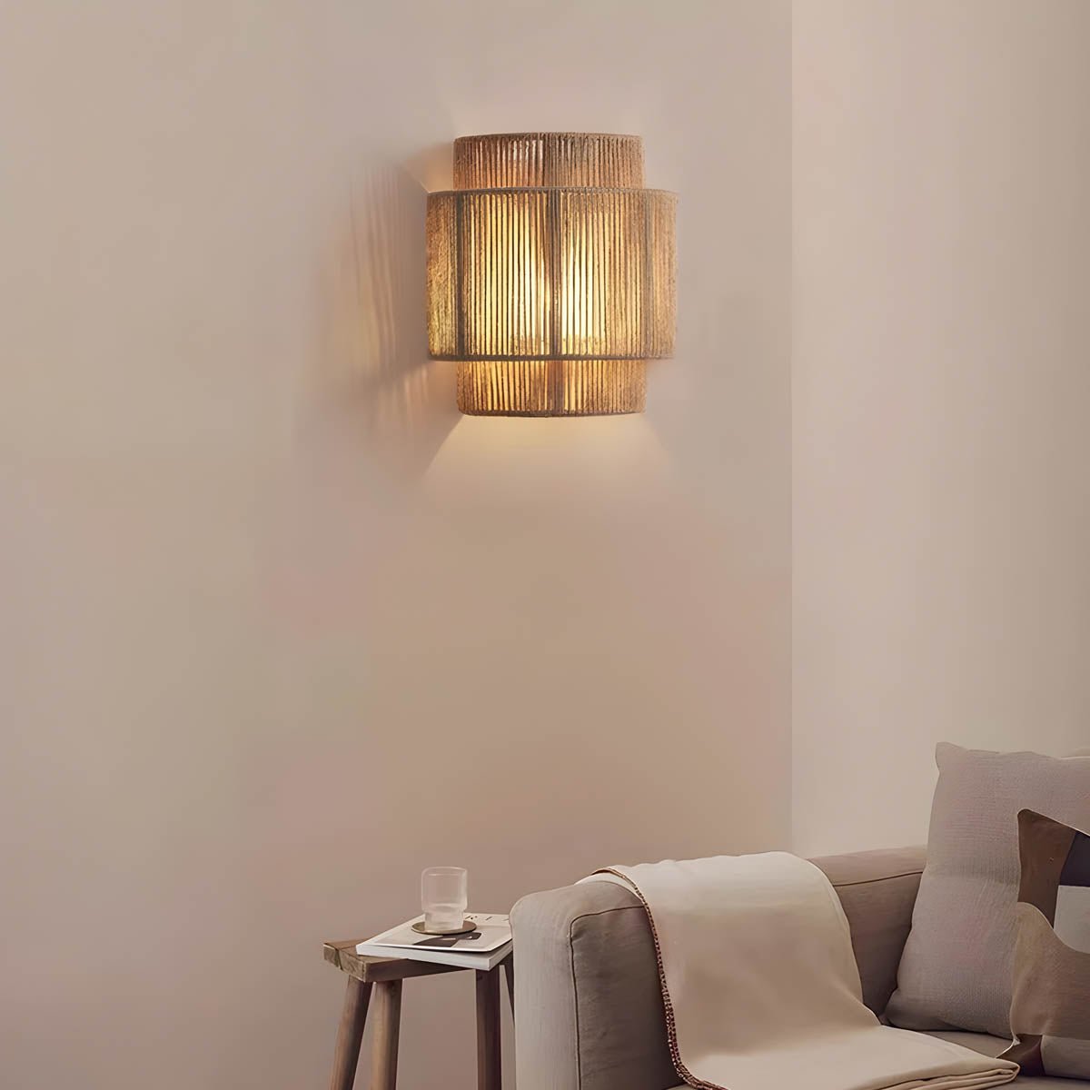 Natural Rope Wall Lamp Modern Rustic Sconce Light | E27 LED | Wall Mounted Ambient Lighting | Warm Decorative Indoor Light