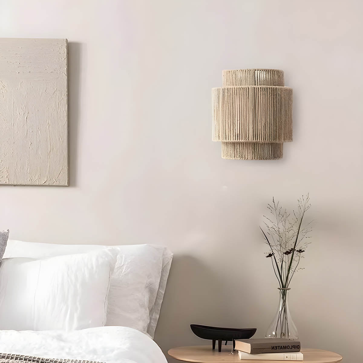 Natural Rope Wall Lamp Modern Rustic Sconce Light | E27 LED | Wall Mounted Ambient Lighting | Warm Decorative Indoor Light