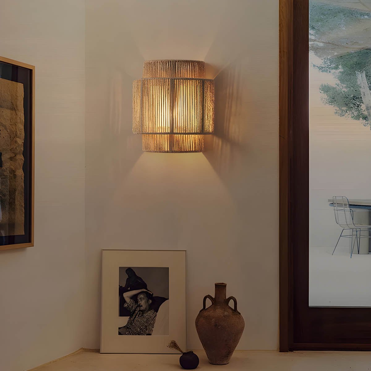 Natural Rope Wall Lamp Modern Rustic Sconce Light | E27 LED | Wall Mounted Ambient Lighting | Warm Decorative Indoor Light