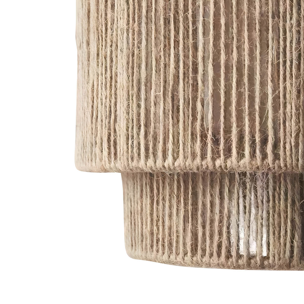 MIZU Hemp Rope Pendant Light Natural Design | Metal Frame Hanging Lamp | E27 LED Included | Rustic Modern Ceiling Lighting | Adjustable Cord