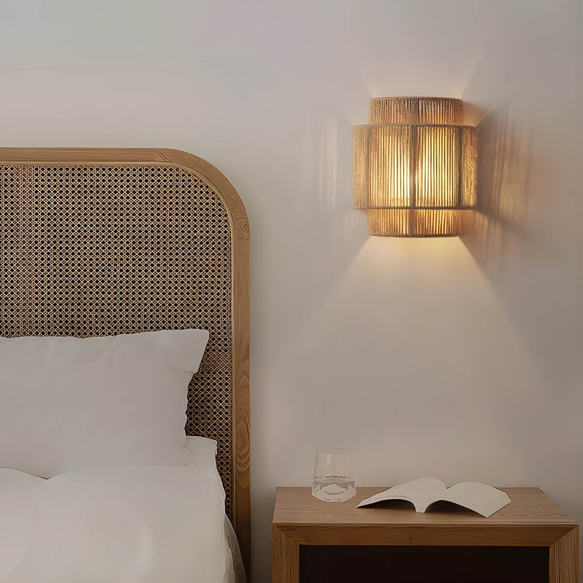 Natural Rope Wall Lamp Modern Rustic Sconce Light | E27 LED | Wall Mounted Ambient Lighting | Warm Decorative Indoor Light