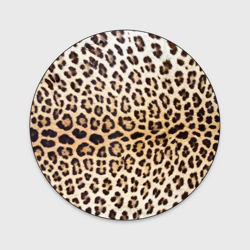 LunaWeave | Wild Elegance Round Rug | Luxurious Leopard Print Rug – Non-Slip & Washable