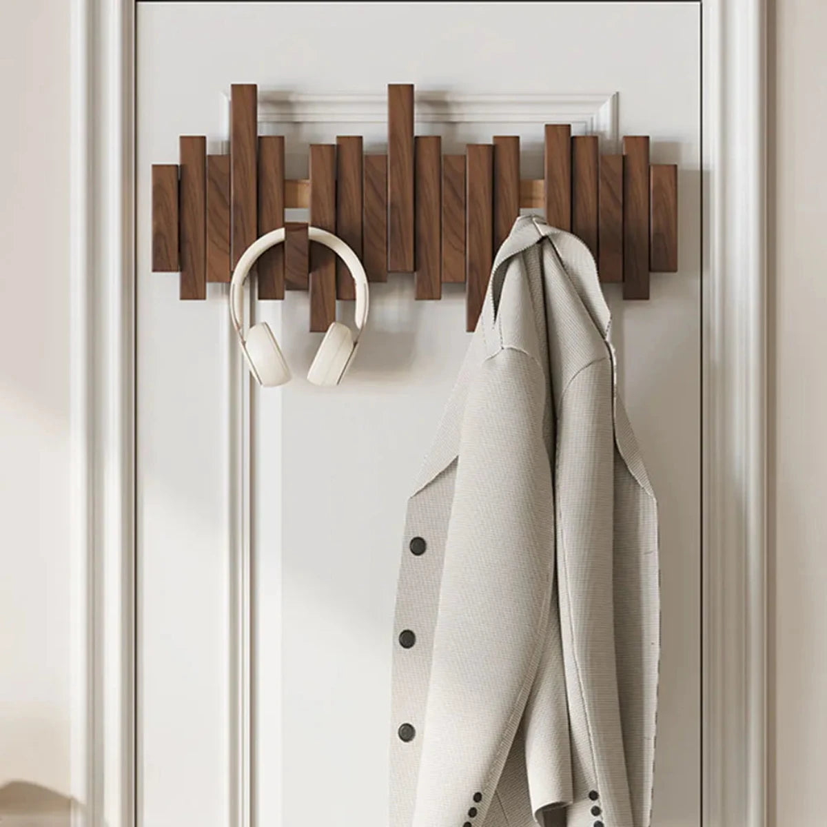 Piano Coat Rack – Wall Hooks Made of Walnut or Beech Wood
