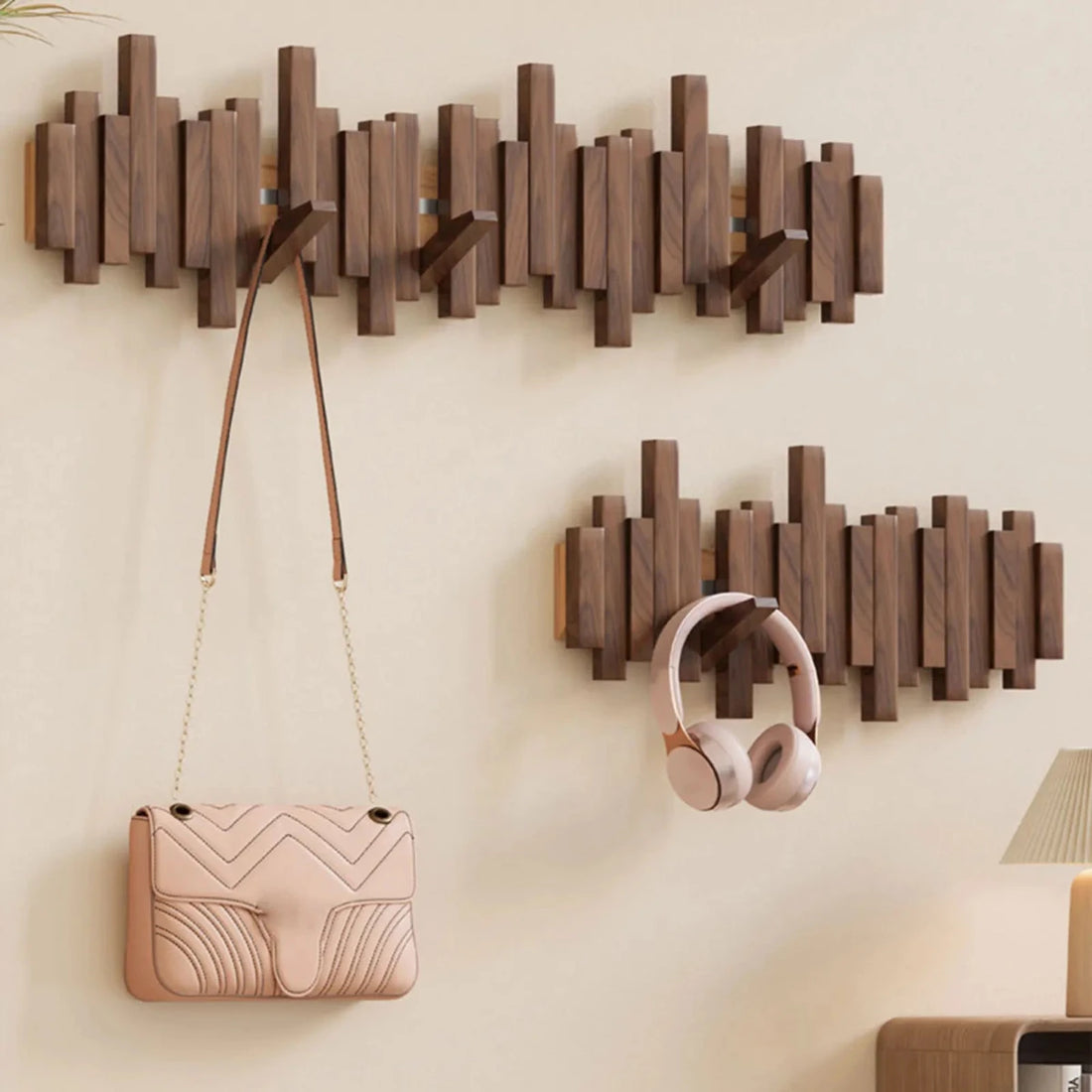 Piano Coat Rack – Wall Hooks Made of Walnut or Beech Wood