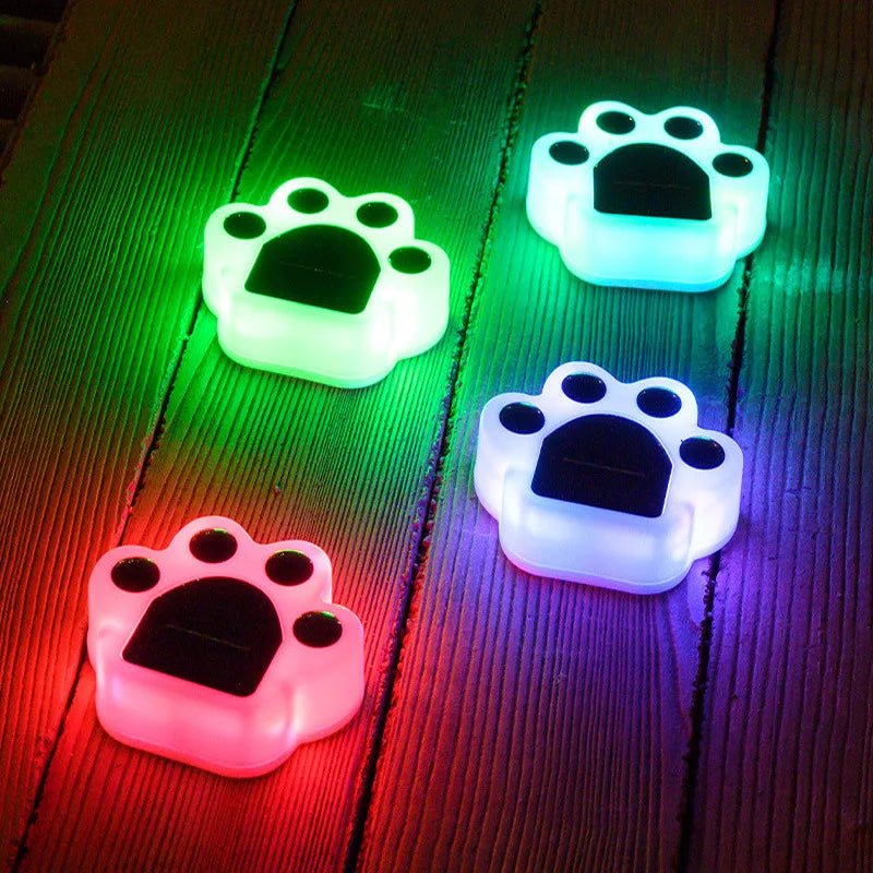 Wireless Solar Paw Garden Lights 4-Pack | LED Solar Ground Spot Lights | IP65 Outdoor Decorative Pathway Lighting | Automatic Dusk Sensor Stakes